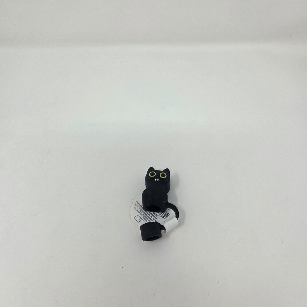 Black Cat with Big Green Eyes Halloween Straw Topper